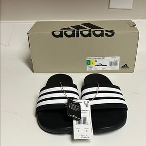 Adidas Adilette Comfort Black and White Slides